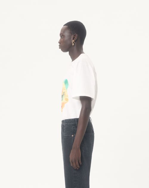 Valentino - Valentino Cotton T-shirt With Le Chat De La Maison Print - Ivory - Man - T-shirts And Sweatshirts